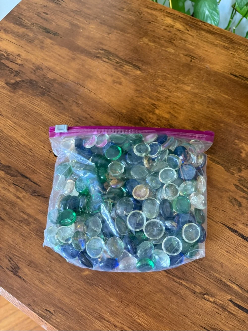 Assorted Glass Gems Mix - Clear, Green & Blue Decorative Craft Stones